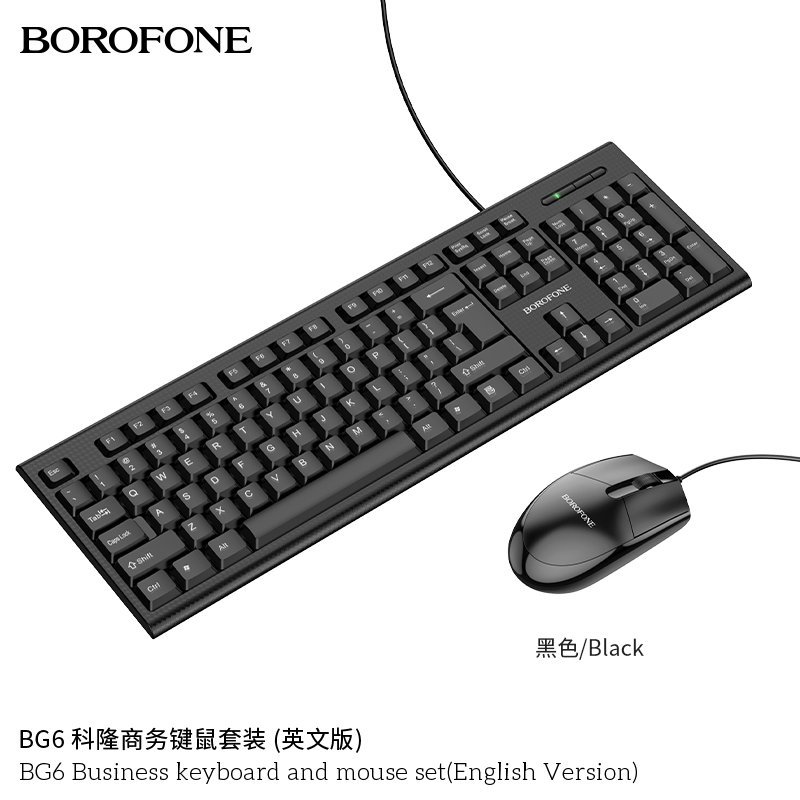 Bộ Bàn Phím Kèm Chuột Máy Tính Có Dây BOROFONE BG6 -BH 6 Tháng