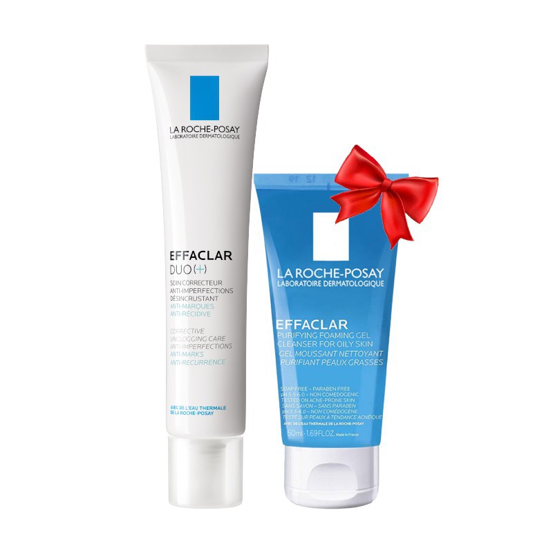 KEM DƯỠNG GIẢM MỤN THÔNG THOÁNG LỖ CHÂN LÔNG VÀ NGỪA THÂM LA ROCHE POSAY EFFACLAR DUO+ 40ML TẶNG GEL RỬA MẶT EFFACLAR 50ML
