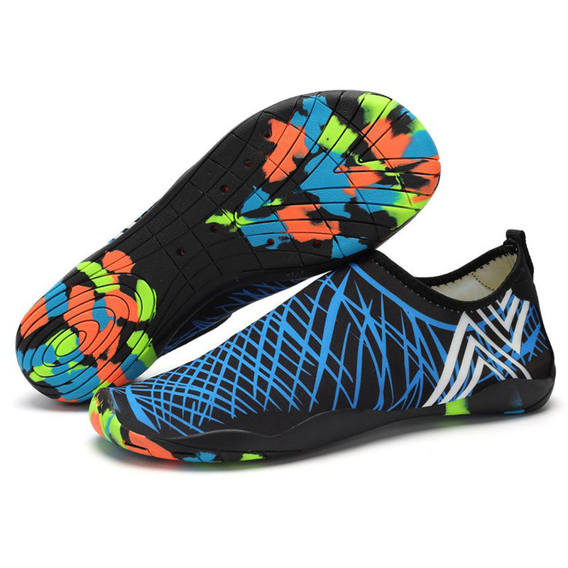 Unisex Swim Diving Shoes Nylon Mesh Beach Shoes Rubber Water Shoes Pattern Printing