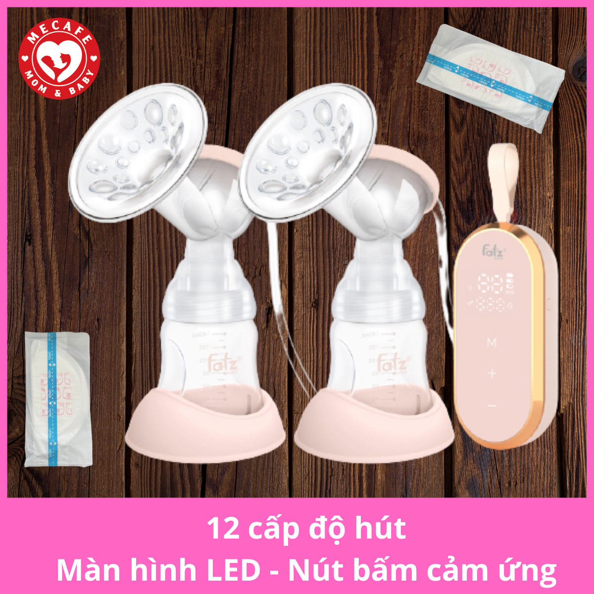 Máy hút sữa điện đôi fatzbaby với 12 cấp độ hút màn hình LED nút bấm cảm ứng mang lại cho các mẹ cảm giác sang trọng và êm ái + tặng 2 miếng lót thấm sữa Sunmum