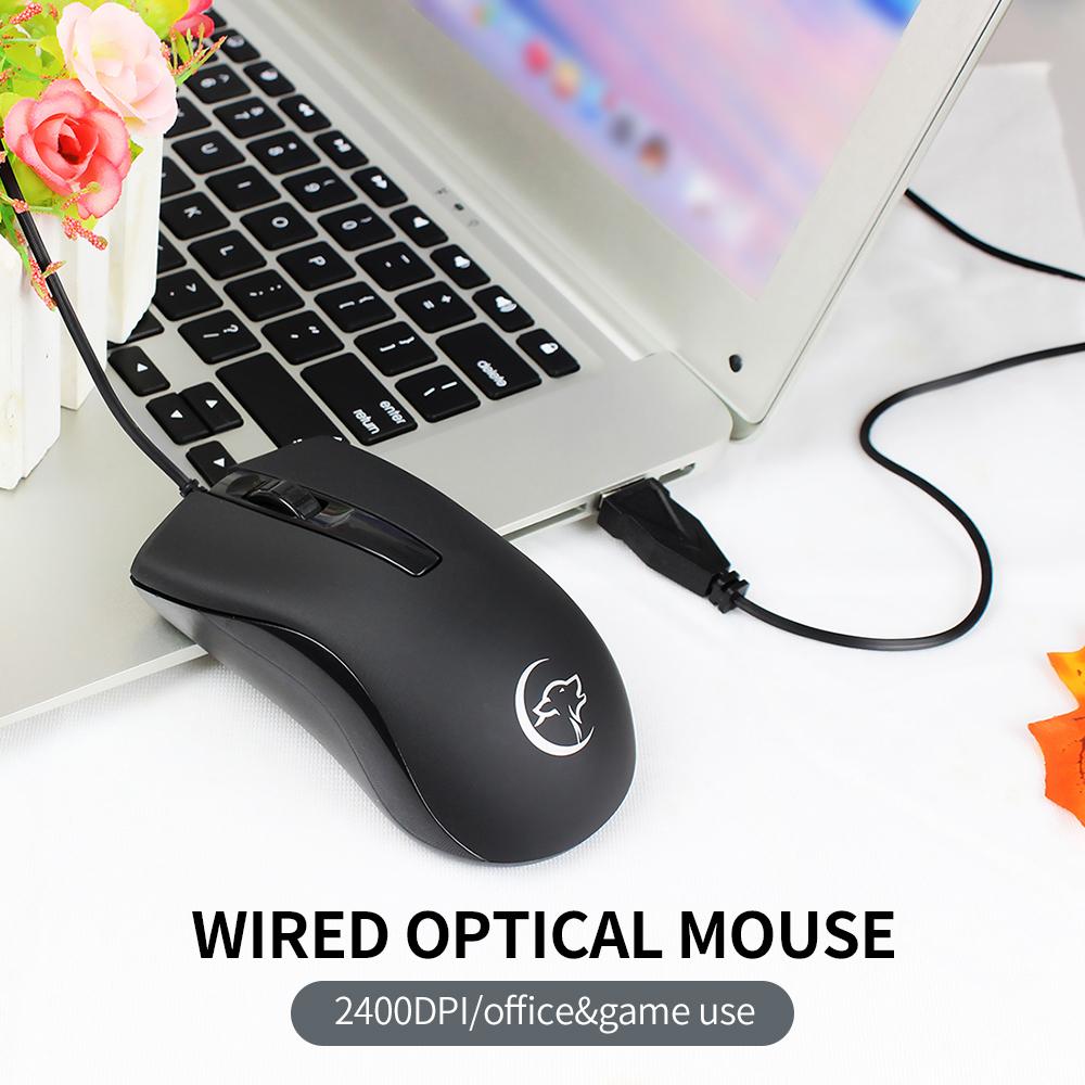 YWYT G831 Wired Optical Mouse 2400 DPI 3 Button Ergonomic Design Office Gaming Mouse