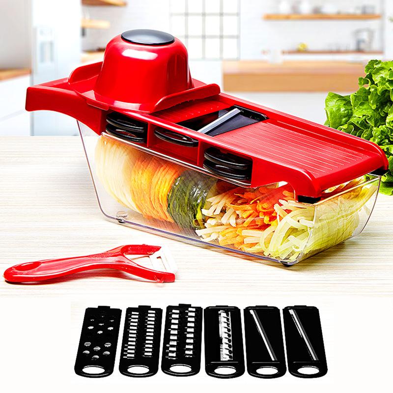Đa Năng Rau Củ Quả, Cắt Lát Củ Quả Xay Giá Hủy Diệt Thoát Giỏ Đựng Dụng Cụ Cắt Lát 8 Trong 1 Tiện Ích Phụ Kiện Nhà Bếp