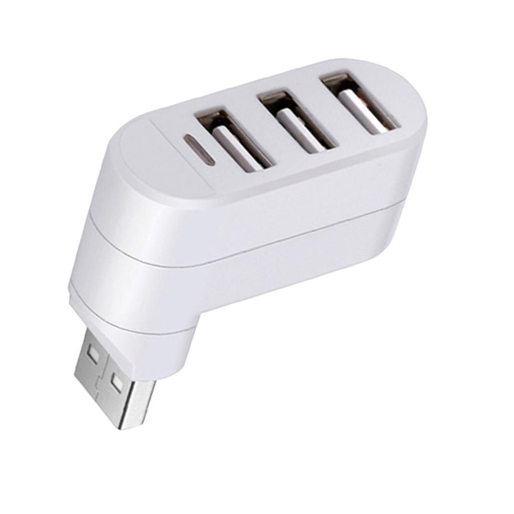 2x Rotatable 3 Ports USB 3.0 HUB + 2 USB 2.0 Adapter Splitter White