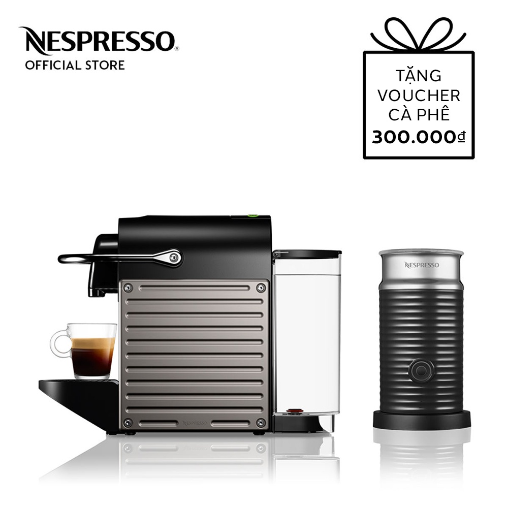 Bộ máy pha cà phê Nespresso Pixie Titan &amp; máy đánh sữa Aeroccino 3 - Hàng chính hãng