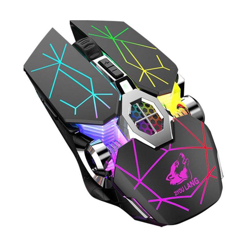 X13 Chuột Chơi Game Không Dây Hai Chế Độ 2.4G USB Sạc Đèn Nền Chuột 2400 Điều Chỉnh 6 Nút