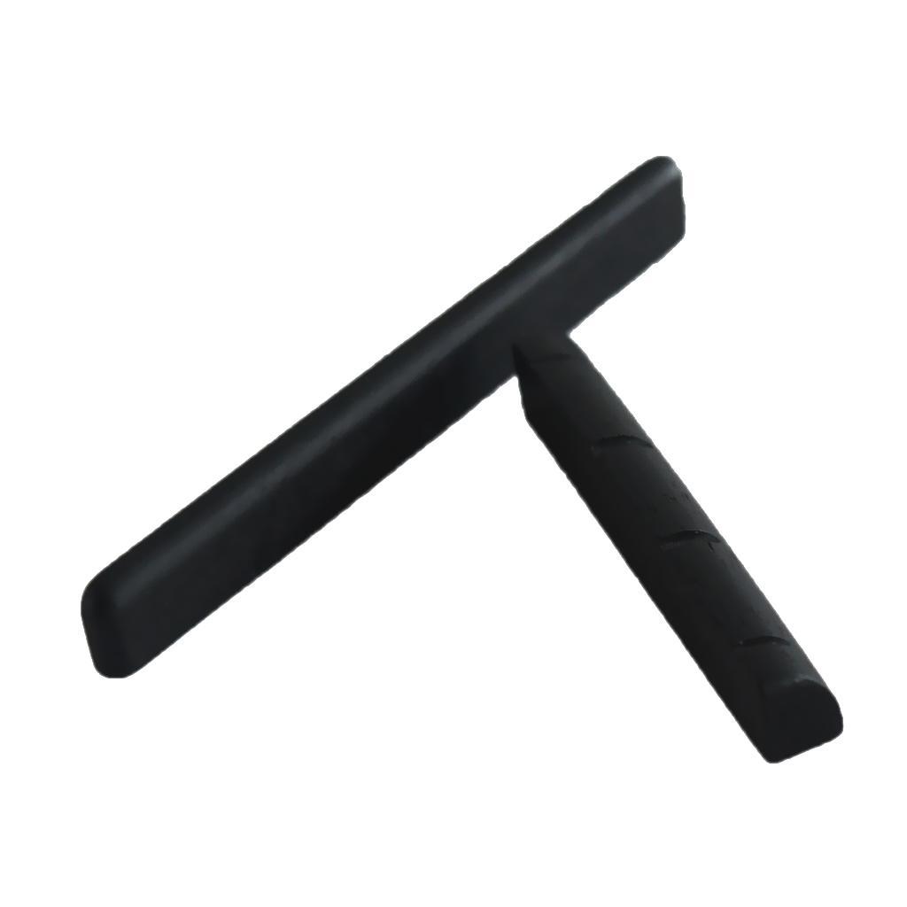 Ebony Wood Guitar Nut and Saddle Set For 4 String Ukulele Guitar Parts Black