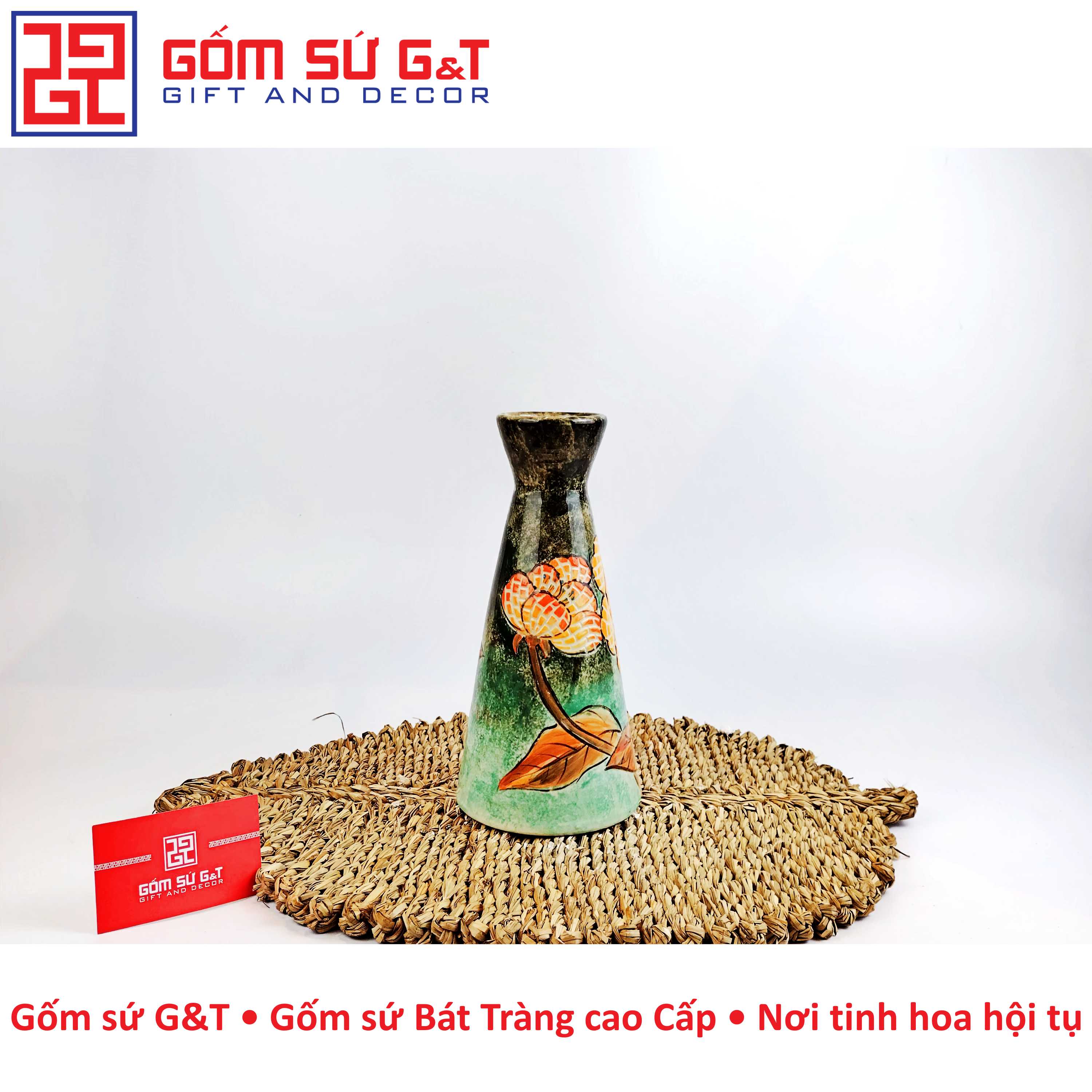 Lọ hoa chân váy bông sen vàng Gốm Sứ G&amp;T