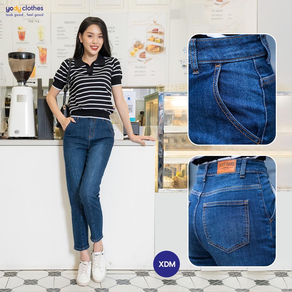 Quần jeans nữ baggy YODY xếp ly tôn dáng, phom ôm co dãn 4 chiều thoải mái QJN5092