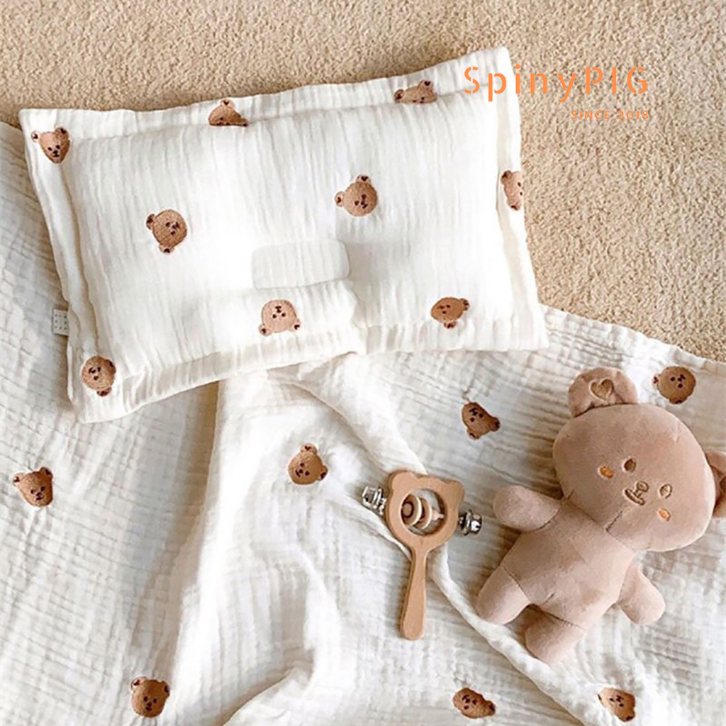 Gối cho bé sơ sinh 0-2 tuổi định hình đầu vải cotton xô cao cấp style Hàn Quốc cực mềm và thoáng khí