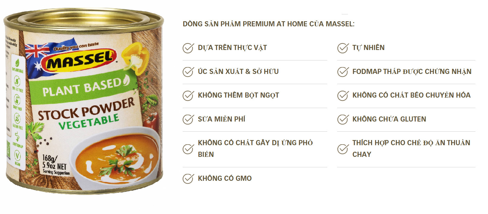 Hạt nêm Massel 100% không bột ngọt 168gr - Vị Rau Củ
