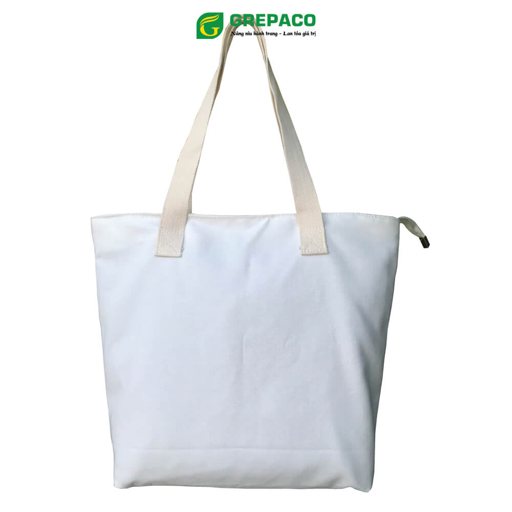 Túi Tote Nữ Grepaco Xách Vải Bố Canvas Cao Cấp In Chữ Đẹp Đeo Chéo Vai Có Khóa Kéo Nhiều Ngăn Dùng Đi Học, Làm Công Sở, Du Lịch Phong Cách Thời Trang Hàn Quốc - Tặng Túi Đựng Mỹ Phẩm