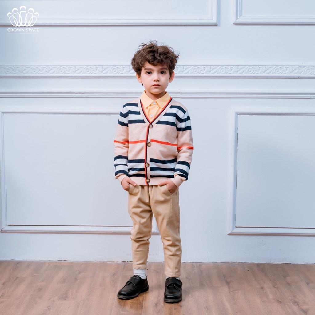 Áo Cardigan Bé Trai Cao Cấp Crown Space CKBL5411807 Chuẩn Soái Ca - Giữ Nhiệt Siêu Nhẹ Siêu Ấm - Size 19kg đến 24kg