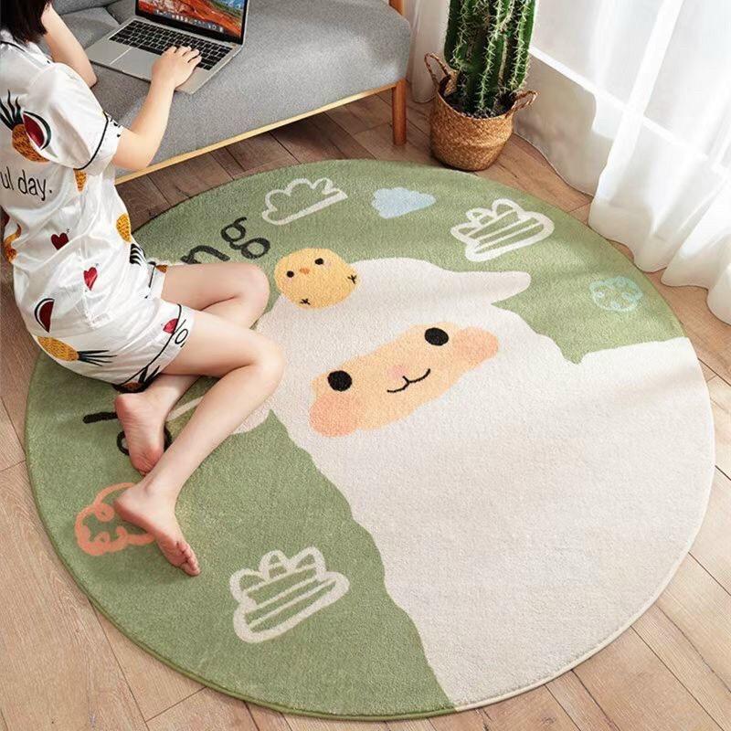 Thảm Tròn Lông Cừu Mềm Mại Hàng Nhập Khẩu Cao Cấp Hình Ngộ Nghĩ Cho Bé yêu