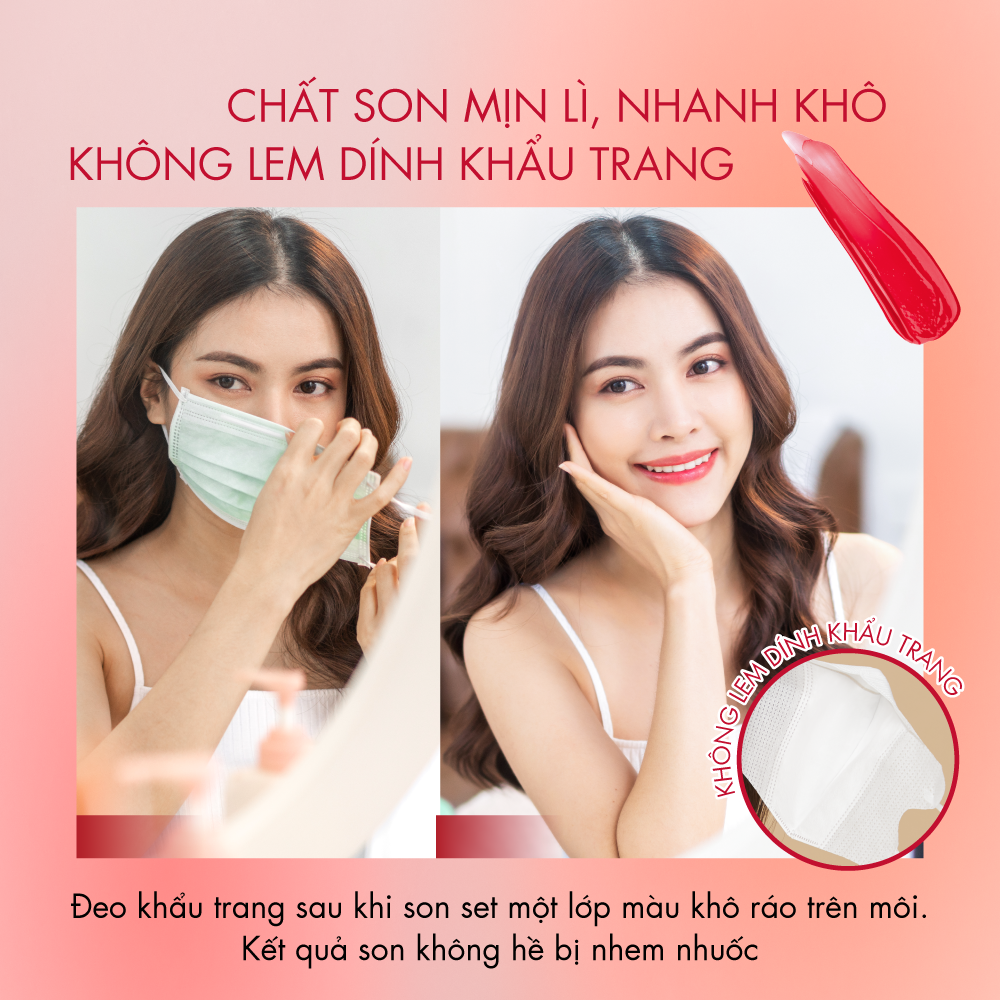 Son tint Baifern siêu lì lâu trôi, tôn da và không lem khẩu trang Baby Bright Mask Friendly Lip Tint 2.5g