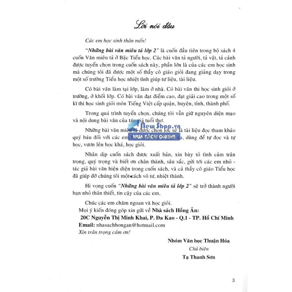 Sách - Những Bài Văn Miêu Tả Lớp 2 - Biên Soạn Theo Chương Trình GDPT Mới - Hồng Ân