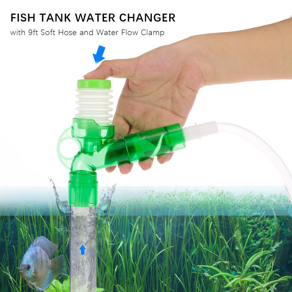 Máy vệ sinh hồ cá gồm ống mềm 6ft, kẹp dòng nước, kẹp ống và thiết kế van chống chảy ngược