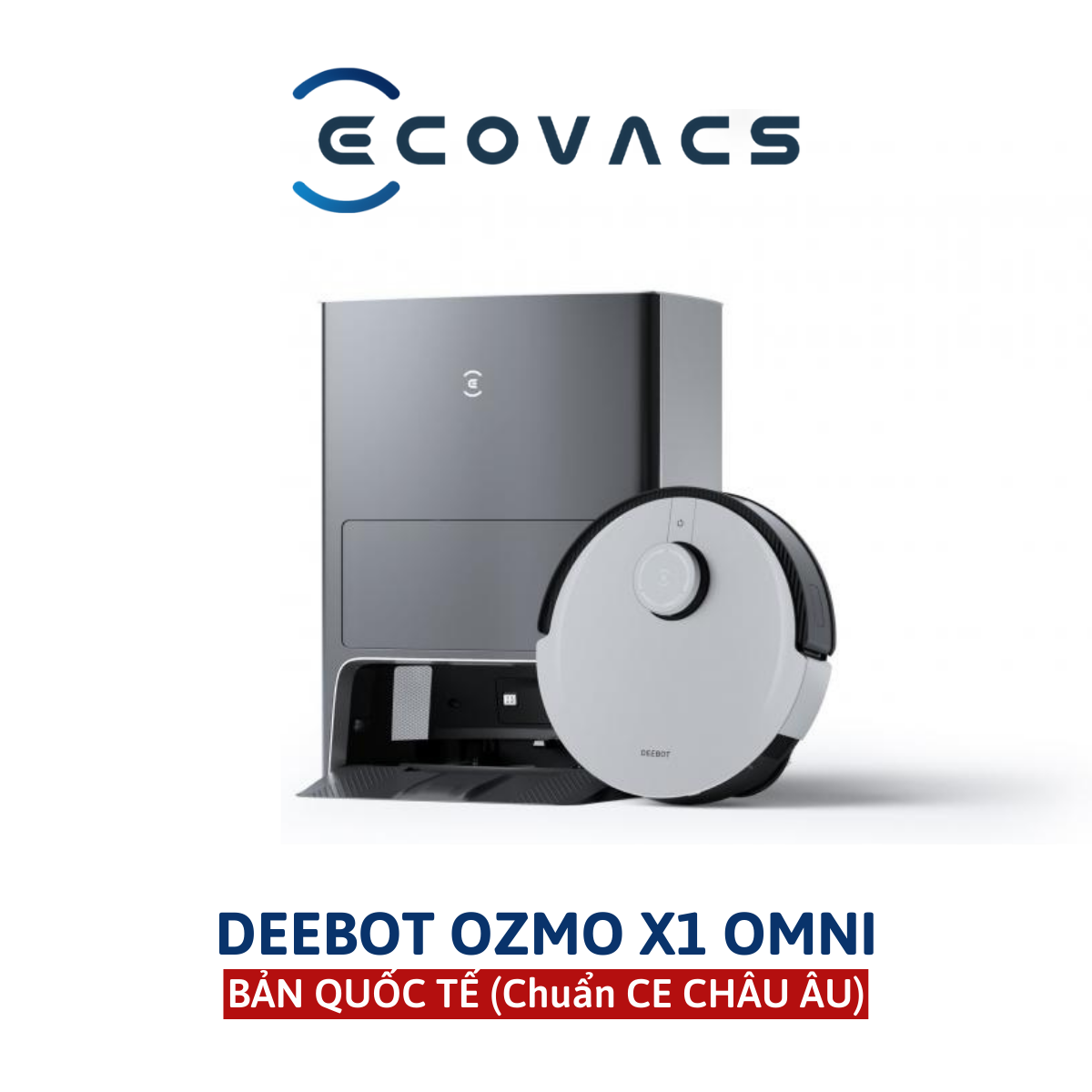 Robot hút bụi lau nhà Ecovacs Deebot X1 Omni - Lực hút 5000pa - Hàng chính hãng, bản quốc tế, tiêu chuẩn Châu Âu