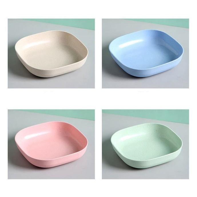 Set 8 đĩa nhựa lúa mạch vuông, đĩa đựng bánh kẹo, đĩa vuông nhỏ nhiều màu