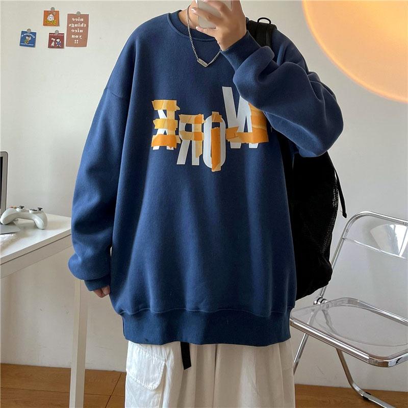 Round Neck Sweater Men's Spring and Autumn Style Korean Style Trend of Letter Printing Pullover Coat Loose Lazy Wind Upper Clothes