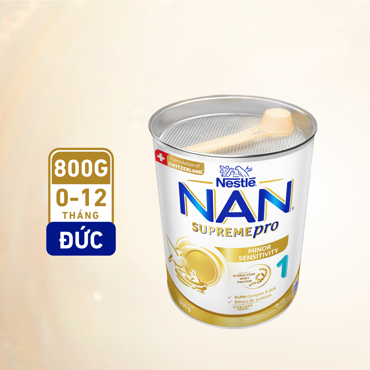 Sữa bột Nestlé NAN SUPREMEPRO 1 800g nhập khẩu Đức với 5HMO &amp; đạm Gentle Optipro ( Dành cho trẻ từ 0 - 12 tháng tuổi)
