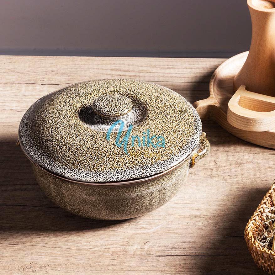 Âu Cơm Men Gấm Vàng D20 x 9cm - Thổ Cơm Men Gấm Vàng - Âu Cơm Cao Cấp