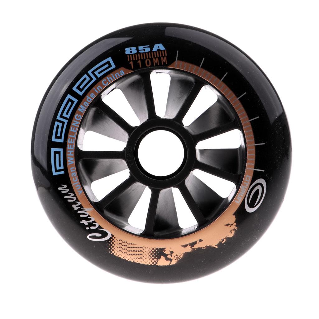6xSpeed Skating Wheels Outdoor Indoor Inline Skate Wheels Tool 110mm Black