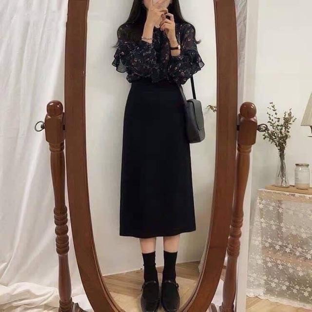 Chân váy suông dài 70cm dáng trẻ trung
