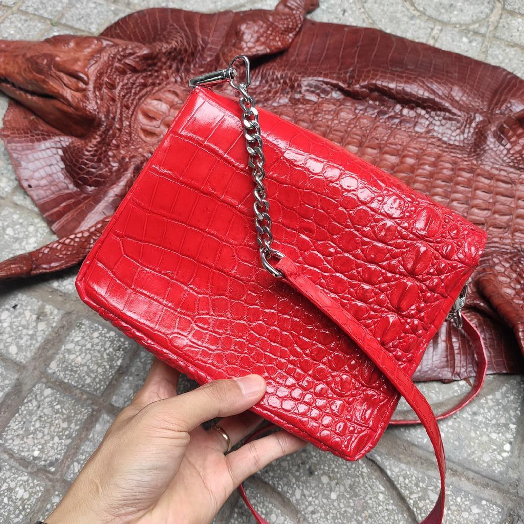 Túi đeo nữ Da bông hông cá sấu rất mềm và bền!