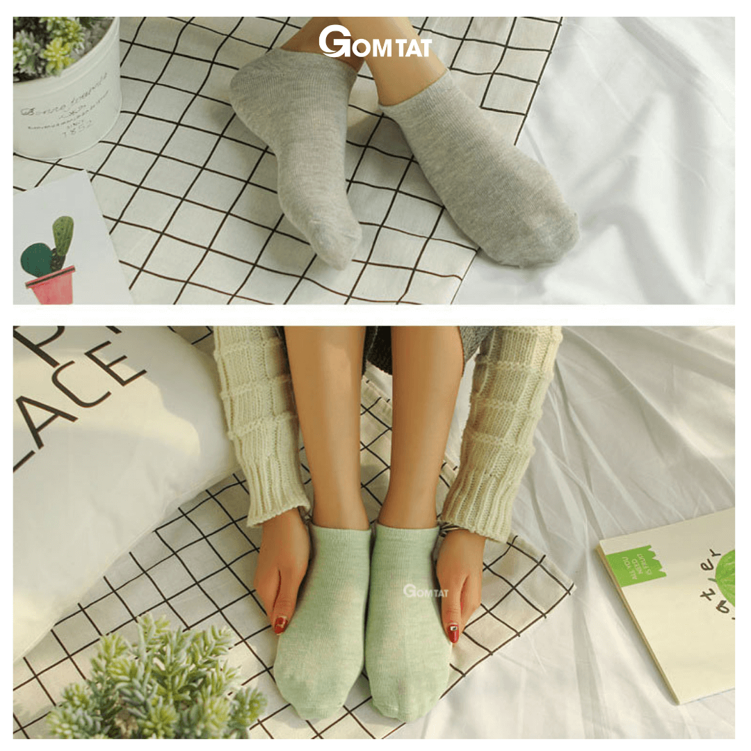 Tất Nữ Cổ Ngắn chuẩn xuất Nhật, Vớ Nữ Cotton Co Giãn Cao Cấp, Mềm mịn, êm chân - CB024