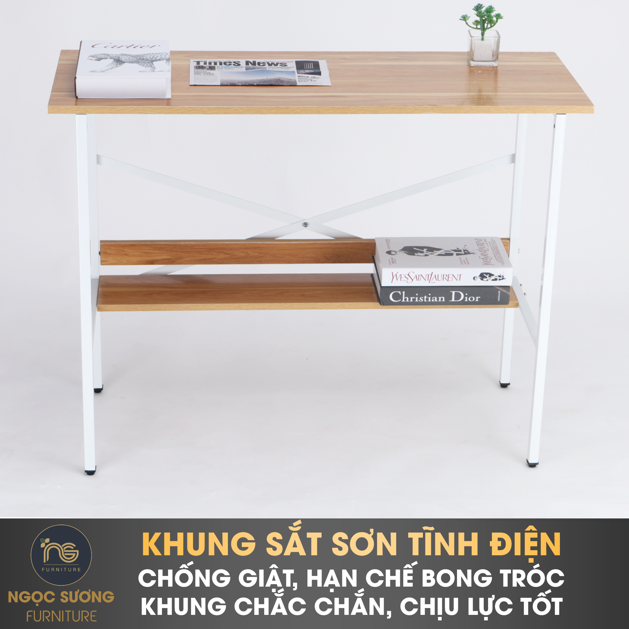 Bàn học có giá để Sách BAN02 Ngọc Sương dài 90cm x rộng 40cm x cao 75cm