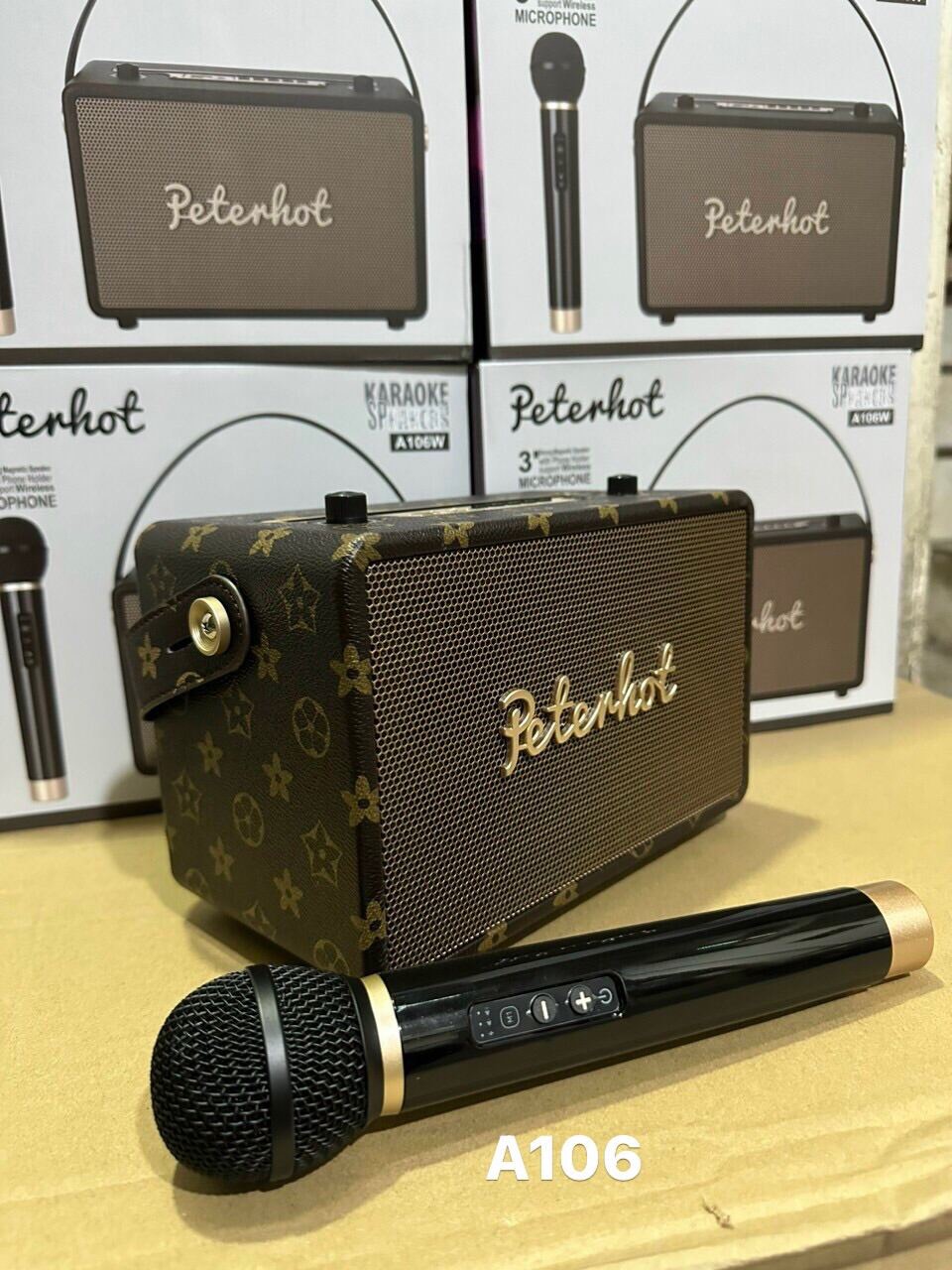 Loa karaoke Bluetooth PETERHOT A106W- kèm míc Hát Hàng Siêu Hot