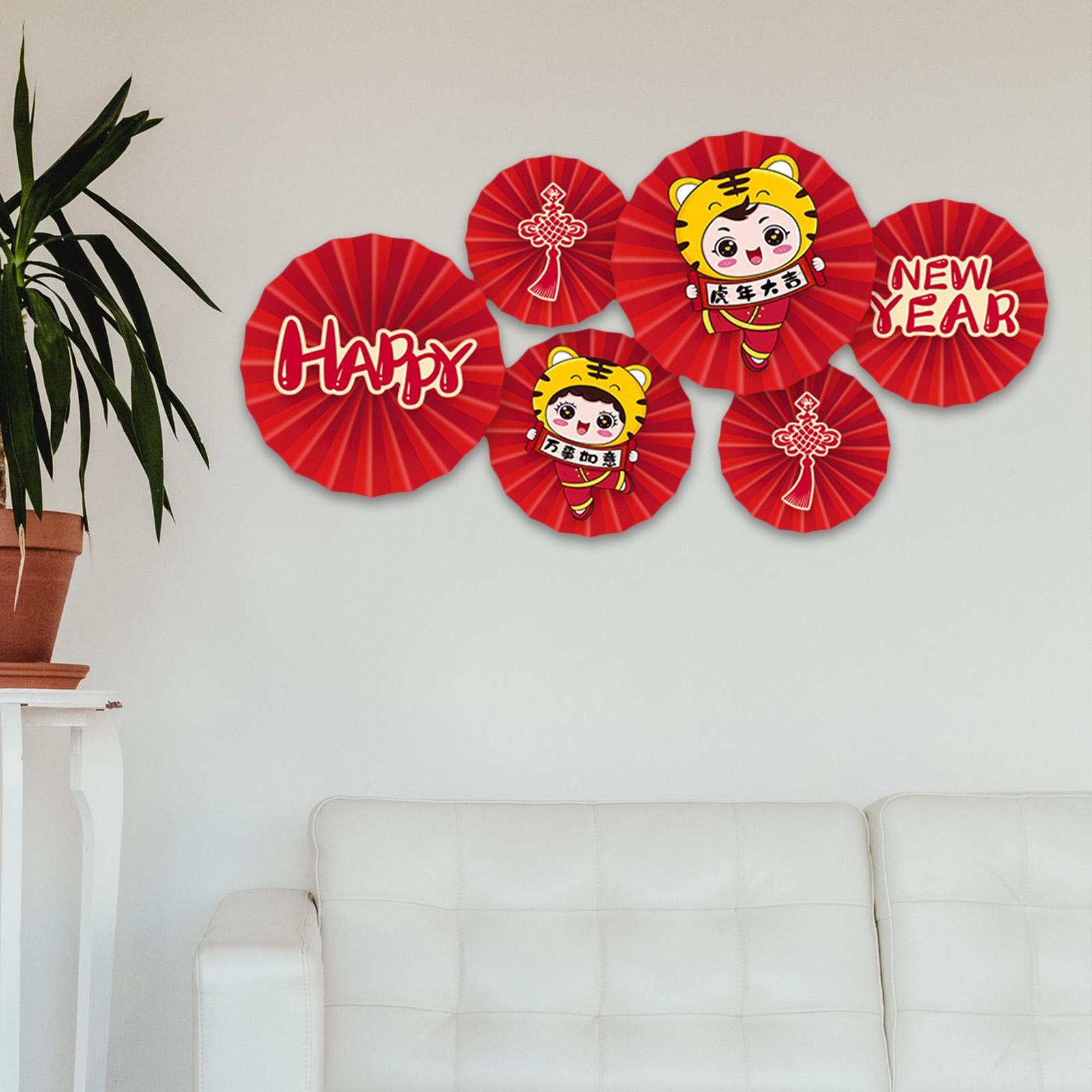 Set 12 chiếc Quạt Giấy Hoa Quạt Sáng Tạo Dán Tường Trang Trí Tết Nguyên Đán