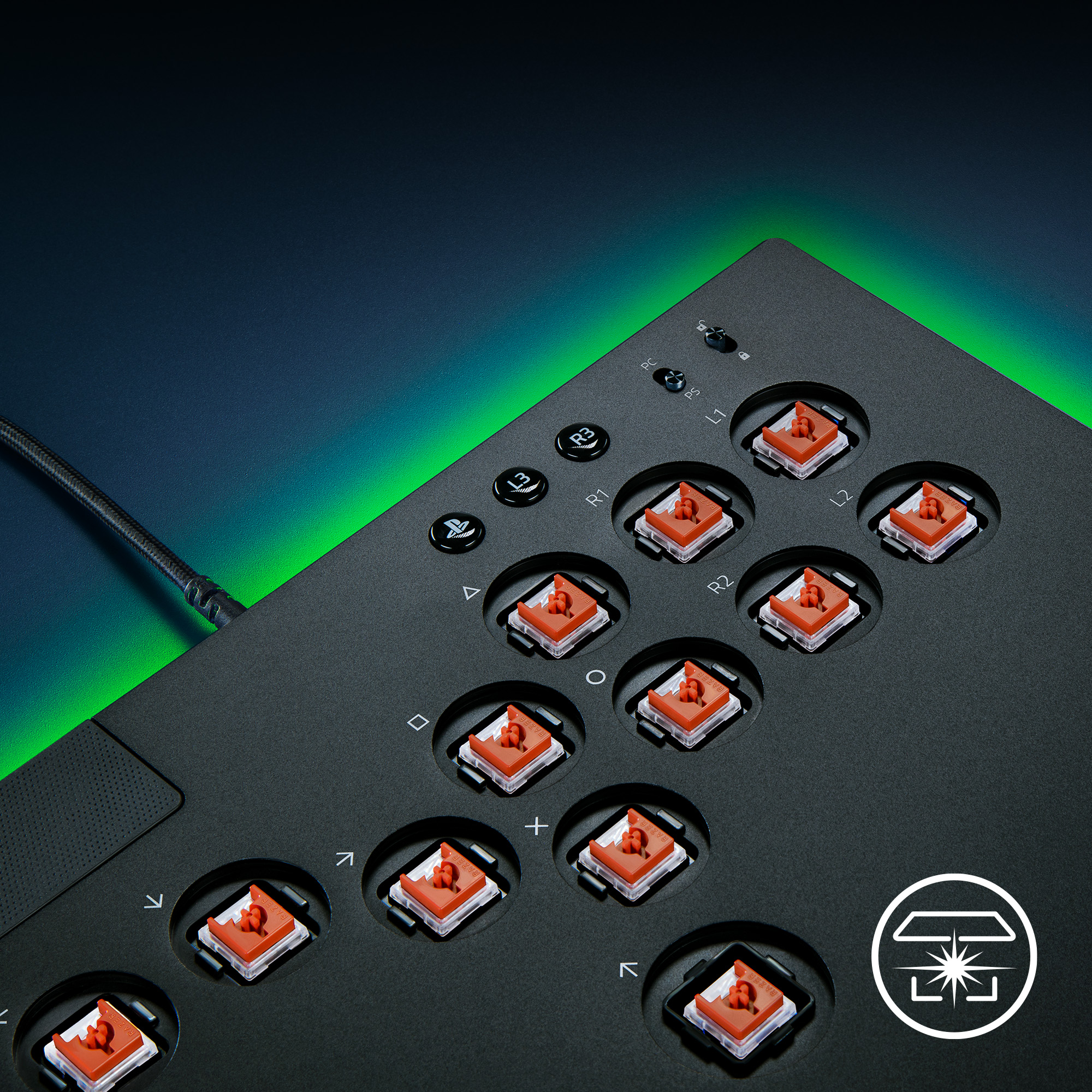Razer Kitsune - All-Button Optical Arcade Controller for PS5™ and PC | Low-Profile Optical Switches | Slim Form Factor | Removable Top Plate | Chroma RGB Lighting | USB Type C