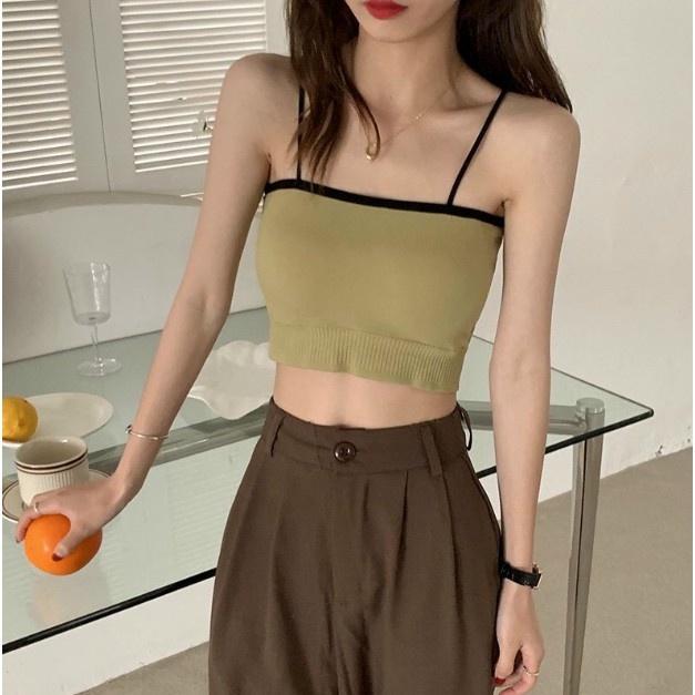 M14. Áo 2 dây croptop cotton, áo bra quây cotton mềm mịn cá tính sẵn mút ngực (có sẵn - miễn ship)