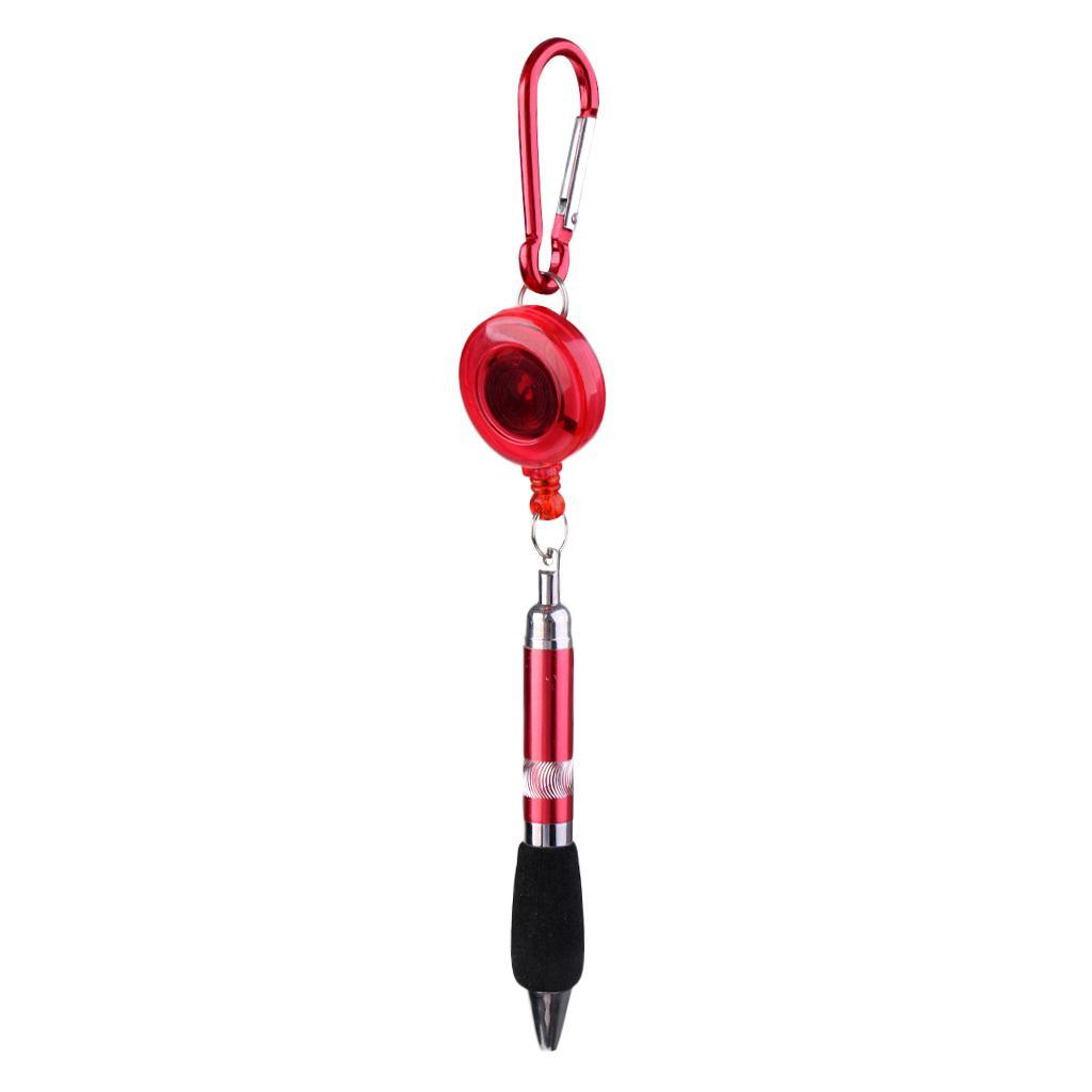 Portable Retractable Golf Scoring Pen Belt Clip with Carabiner Snap Hook