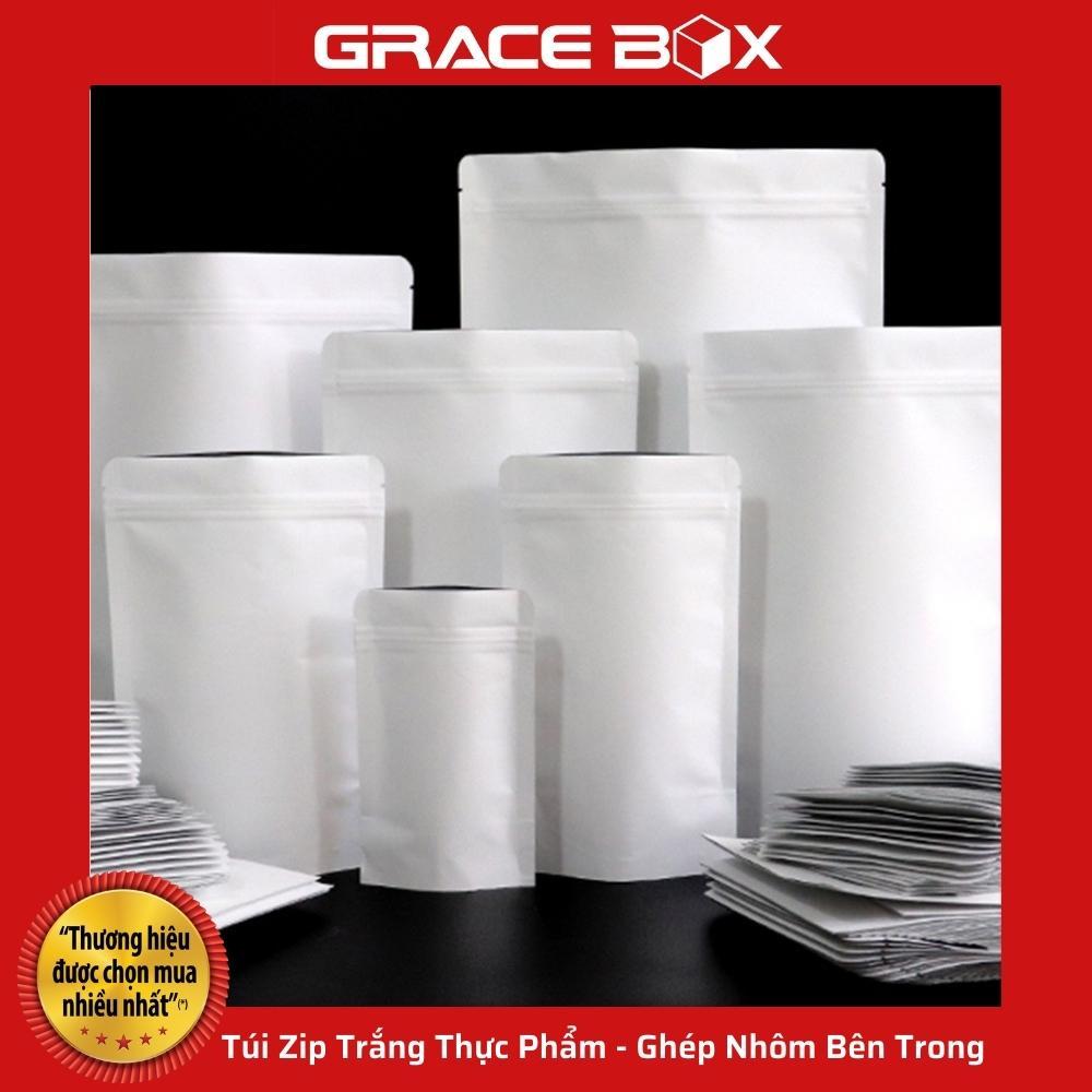 Túi Zip Trắng Thực Phẩm - Ghép Nhôm Bên Trong Bảo Vệ Thực Phẩm Chống Mốc - Siêu Thị Bao Bì Grace Box