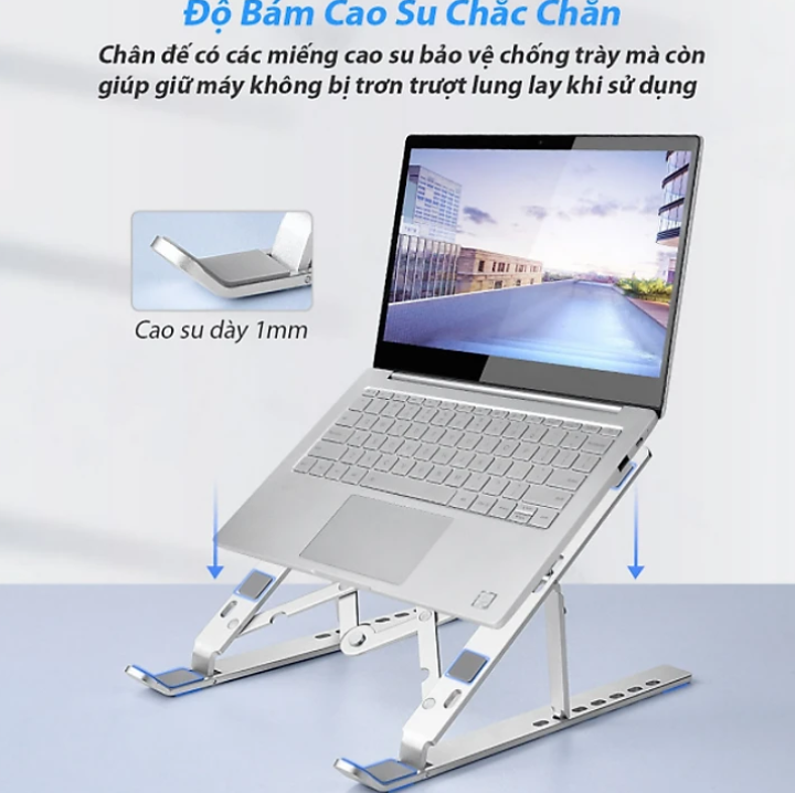 Giá đỡ laptop KG66 stand gấp gọn dùng cho máy tính, ipad , chất liệu hợp kim nhôm cao cấp, từ 11~17inch- Hàng chính hãng