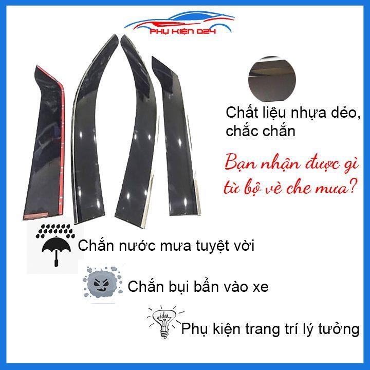 Vè mưa Fortuner 2017-2021 vè chỉ inox che mưa bảo vệ xe