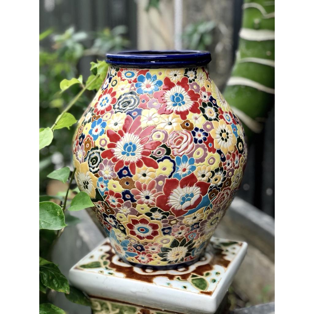 BÌNH BÁCH HOA 26CM BỤNG TRÒN GỐM SỨ THỦ CÔNG NAM BỘ CẮM BÔNG TRANG TRÍ DECCOR