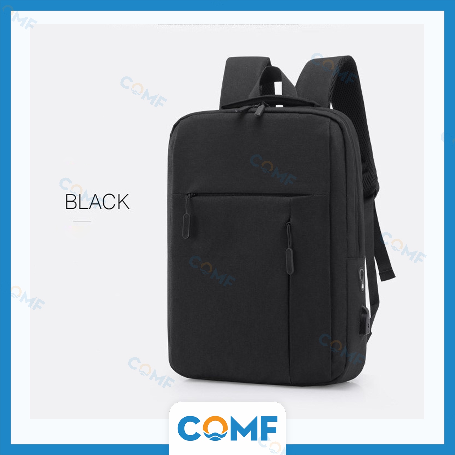 Balo Nam COMF balo laptop backpack vải tích hợp cổng sạc &amp; tai nghe