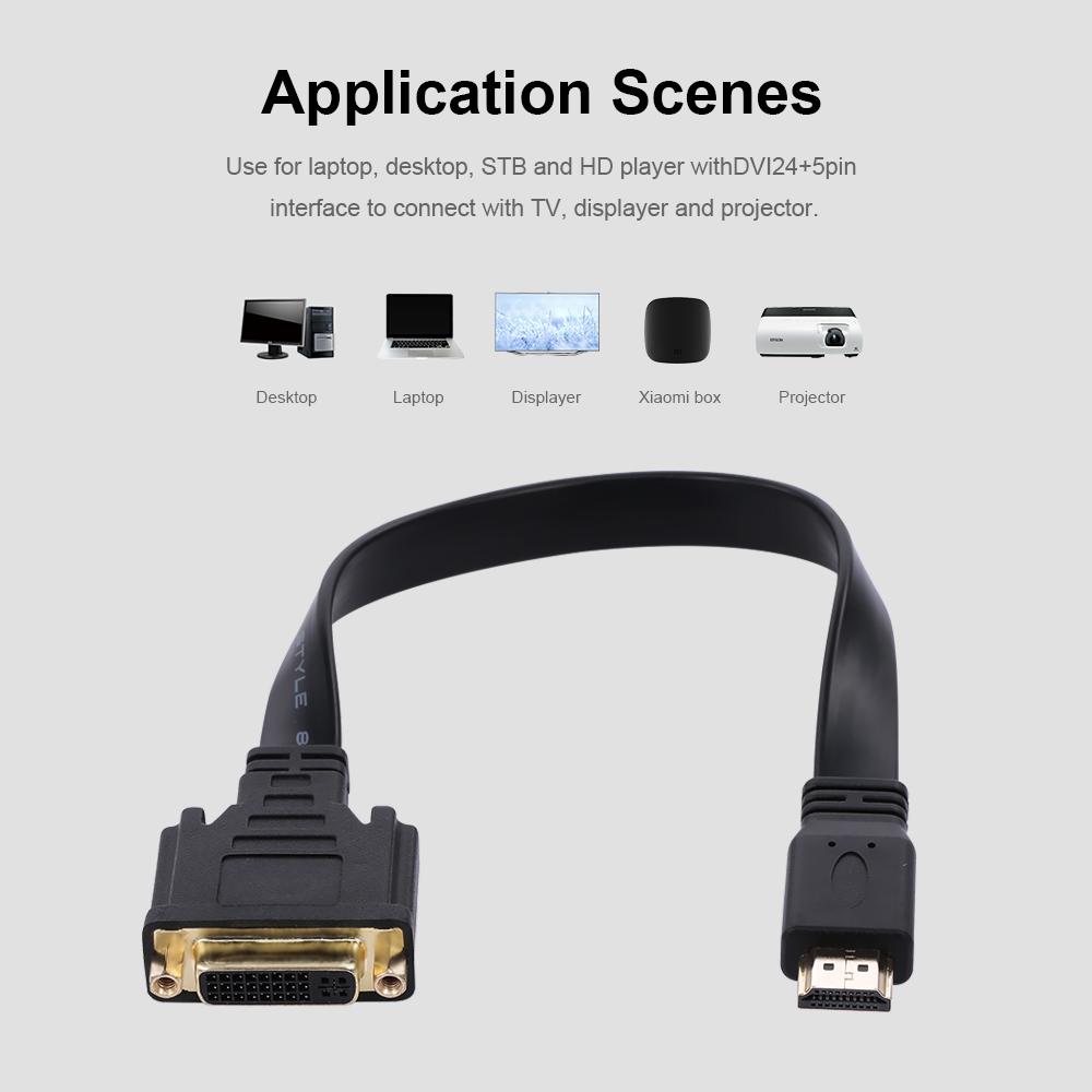 Cáp chuyển đổi HD Male sang DVI Female Adapter DVI24 + 5 to 1080P HD Flat Video Converter DVI sang HD cho máy tính xách tay