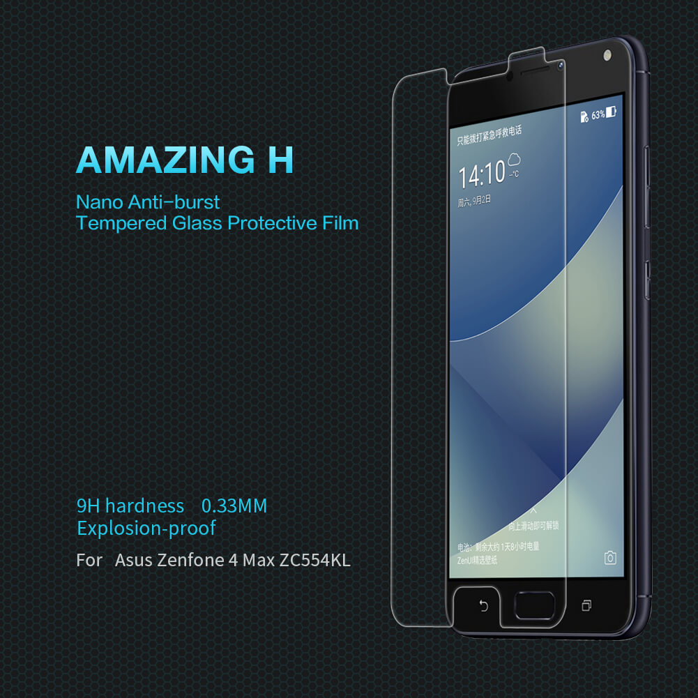 Miếng dán kính cường lực cho Asus Zenfone 4 Max ZC554KL  hiệu Nillkin (độ cứng 9H, mỏng 0.3mm, hạn chế bám vân tay) - Hàng chính hãng