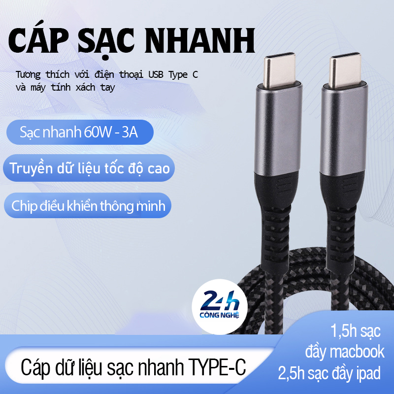 Dây Cáp Sạc Nhanh 60W dòng type-c- D1426