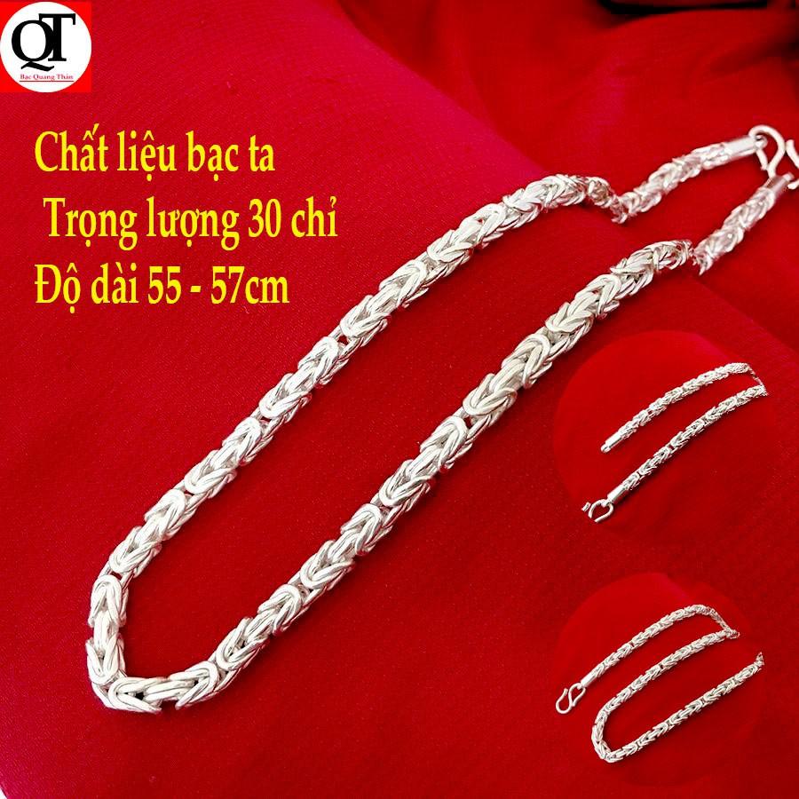 Vòng cổ bạc nam trang sức Bạc Quang Thản dây tròn độ dài 50 cm trọng lượng có nhiều lựa chọn chất liệu bạc ta.