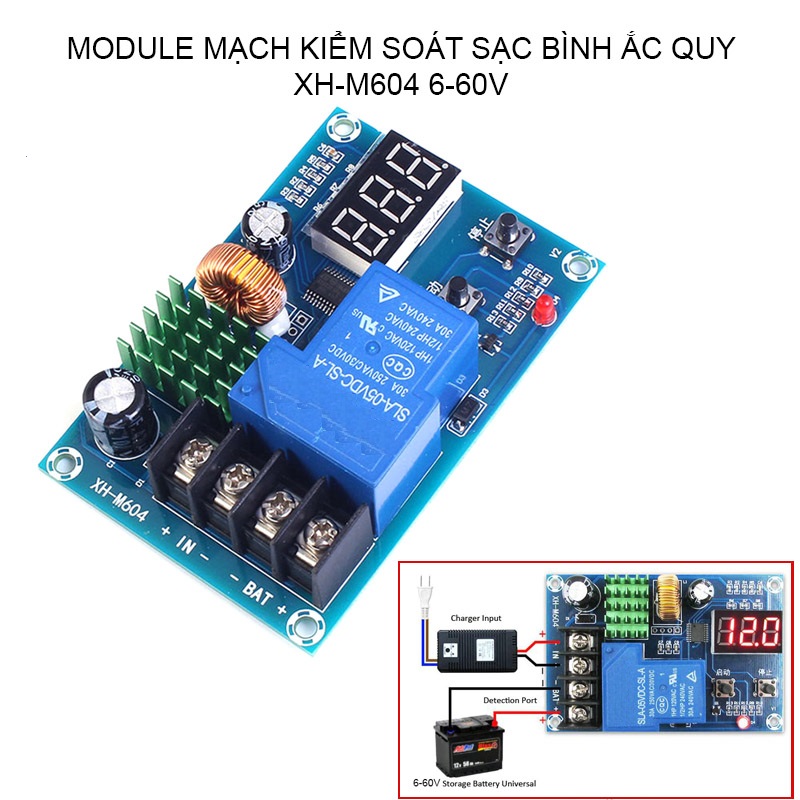 Mạch Điểu Khiển Sạc Acquy Tự Ngắt 6V-60V Có LED Hiển Thị