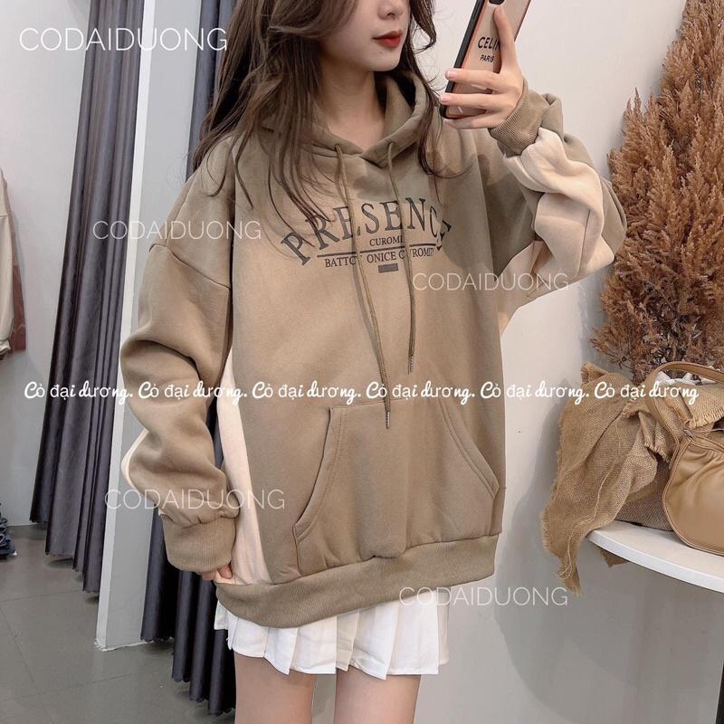 áo nỉ hoodie presence - 2(trắng),freesize dưới 65kg