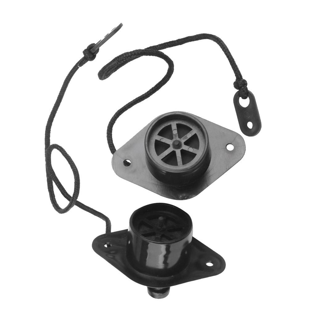 2x Black Marine PVC Scupper Drain Valve Cap Replacement for Inflatable Boat