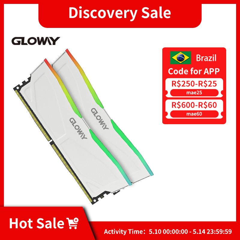 GLOWAY DDR4 RGB RAM Memoria RAM DDR4 3200MHz 3600MHz Abyss Series Trắng 16GB Bộ nhớ máy tính để bàn