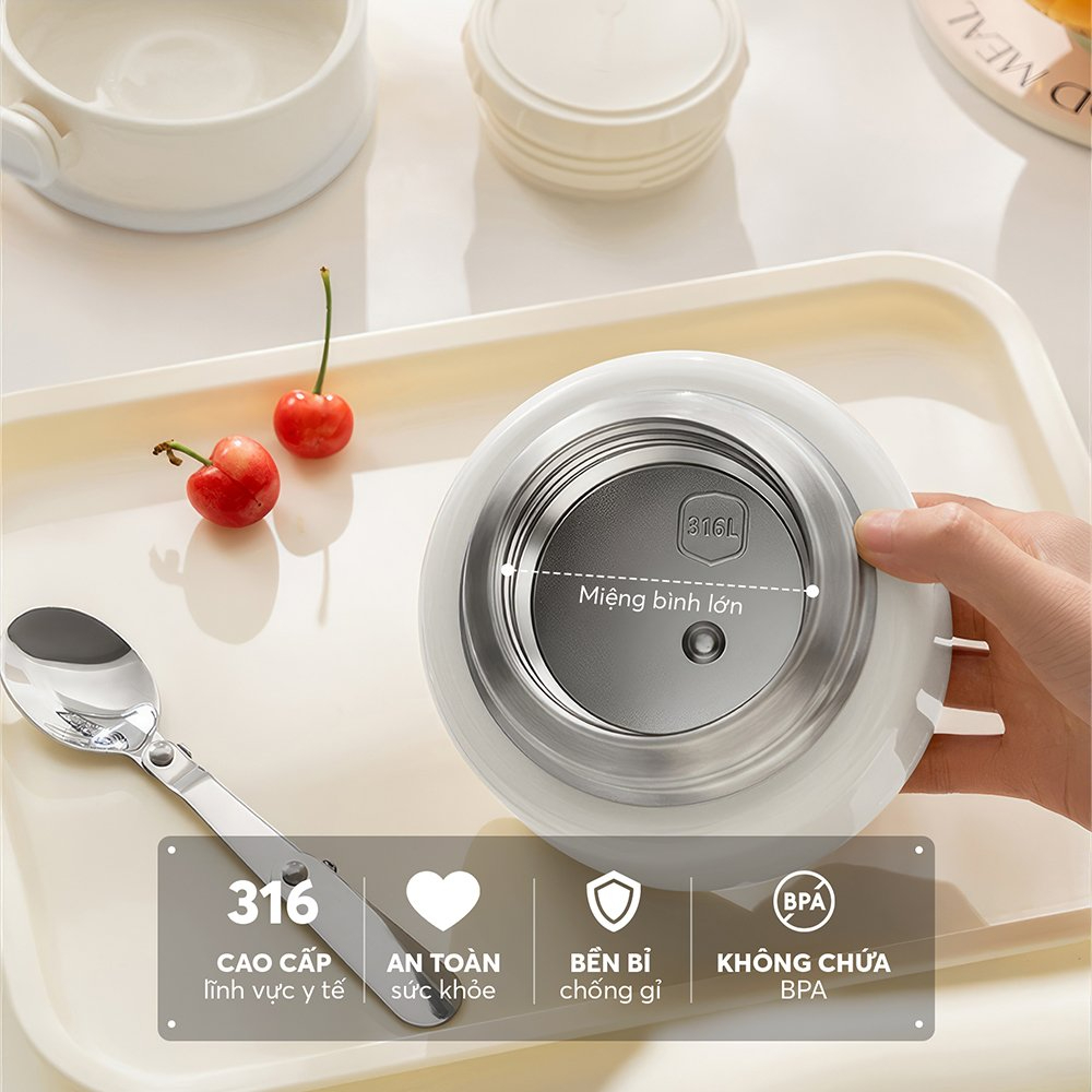 Bình Đựng Thức Ăn Giữ Nhiệt Inox Elmich EL8336 800ml,Hàng Chính Hãng,Kèm Muỗng,Có Thể Ủ Cháo-JoyMall