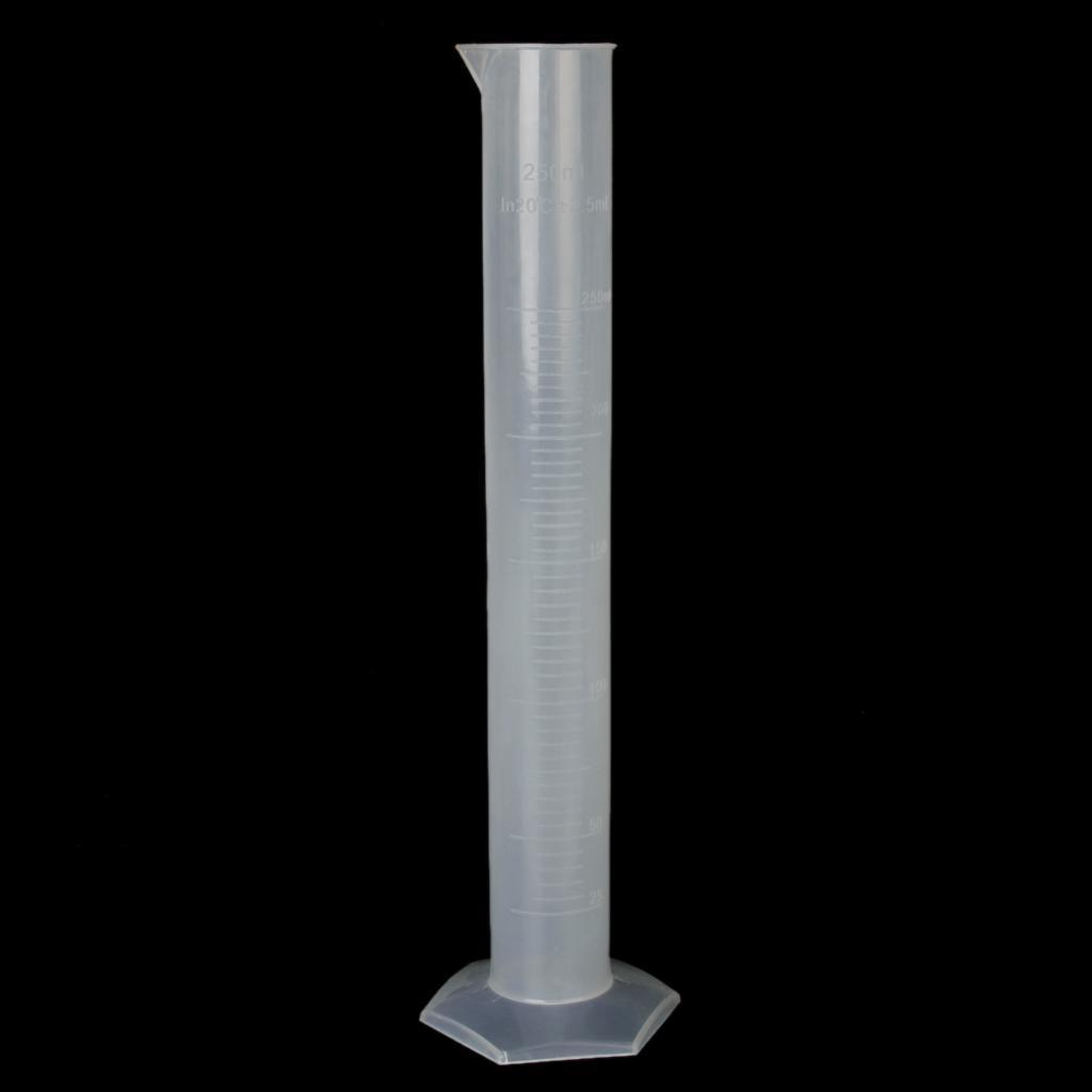 250ml 2.5ml Graduation Transparent Plastic Graduated Cylinder